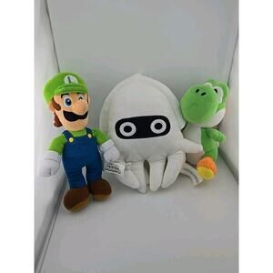 Lot Of 3 Super Mario Nintendo Plush Yoshi Luigi Blooper Squid Mario Kart Toys